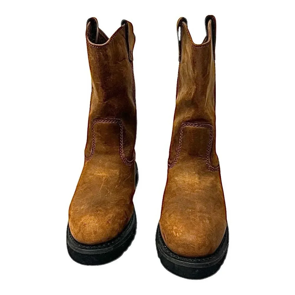 Caterpillar Safety Boots Mens Leather Work Shoes Size 6 M Soft Toe Pre-Owned